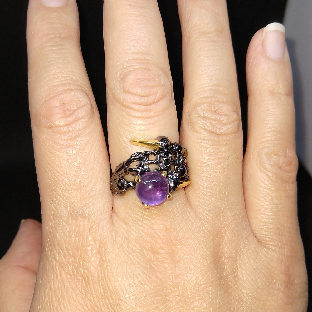 Cool natural amethyst sterling claw artistic ring - Picture 8 of 8